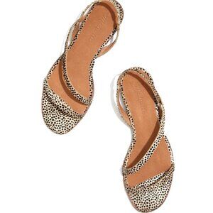 Madewell Heidi Asymmetrical Slingback Flat Sandals in Spotted Calf 6.5M
